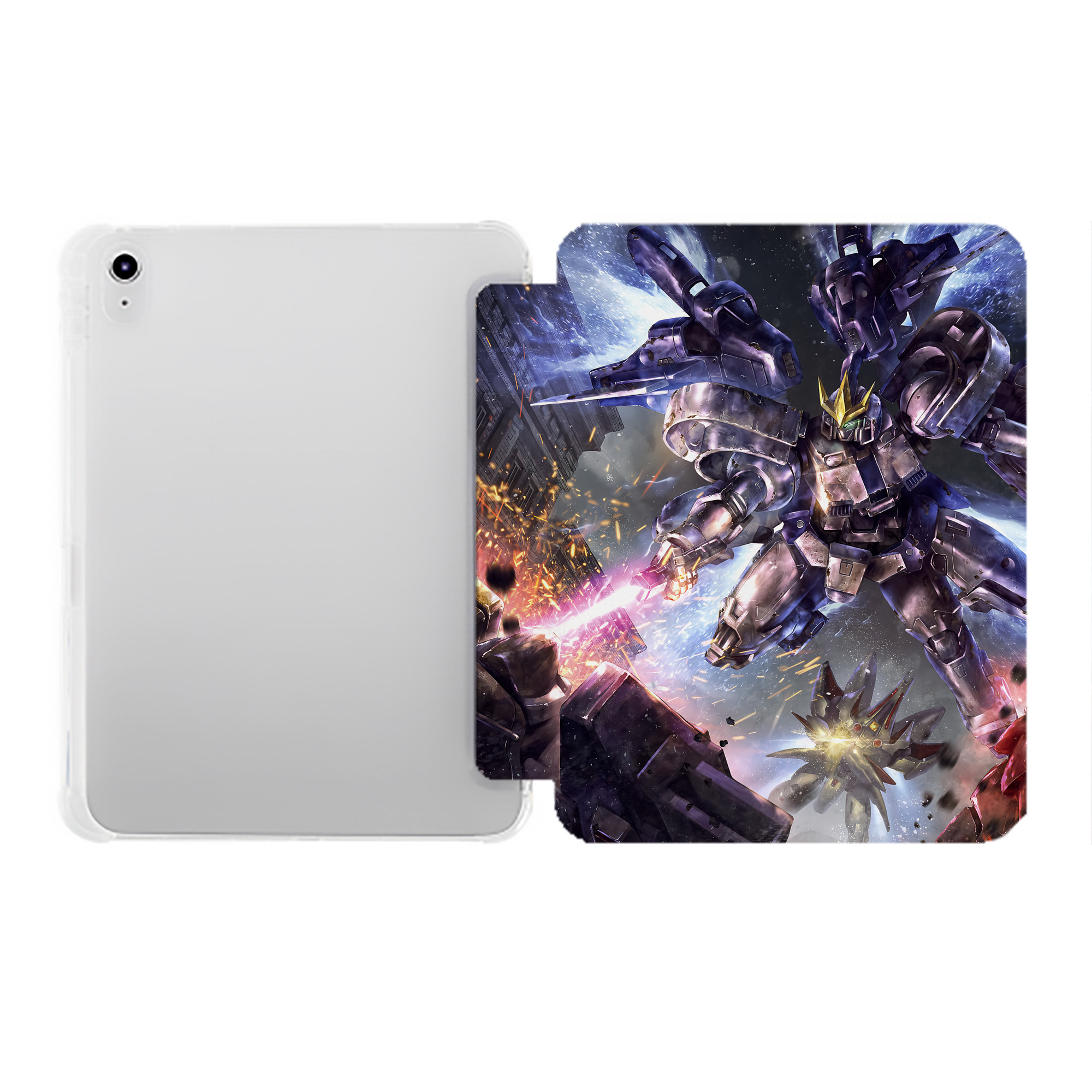 （画像用） 機動戦士ガンダム Mobile Suit Gundam IPad ケース ペン収納付き 三つ折りスタンド PUレザー×シリコン 対応機種9.5/10.5/10.9インチ